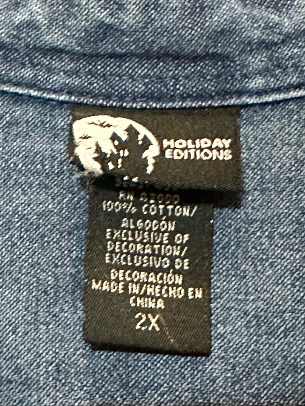 Holiday Editions denim long sleeve button up shirt Halloween embroidered size 2X - Picture 3 of 10